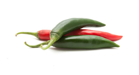 Red and green hot chili peppers isolated © onairjiw