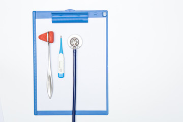 medical tool on chart on white background