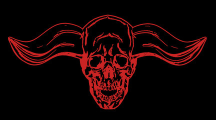 Apocalyptic skull with bullish horns. Vector illustration.