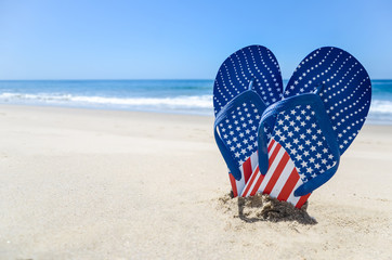 Patriotic USA background on the sandy beach