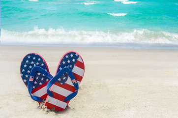 Patriotic USA background on the sandy beach