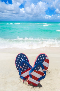 Patriotic USA background on the sandy beach