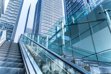 modern steps of moving business escalator,modern building