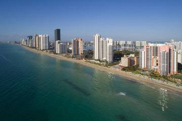 Fototapeta na wymiar Aerial image of sunny Isles Beach Florida USA