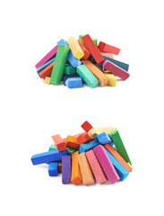Fototapeta premium Pile of colorful pastel crayon chalks isolated