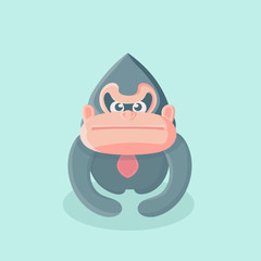 Vector illustration of a cute fatty and furry big cartoon gorilla.