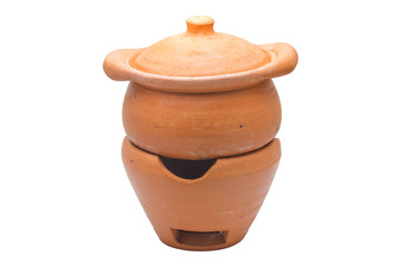 Pot and charcoal stove.