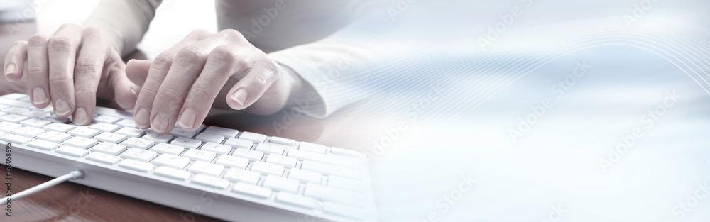 Poster Hands typing on keyboard