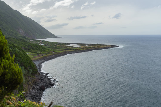 Seascape of Faja do Cubre in Sao Jorge island, Azores, Portugal