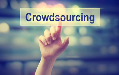 Crowdsourcing concept with hand
