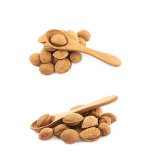 Pile of almond nuts isolated