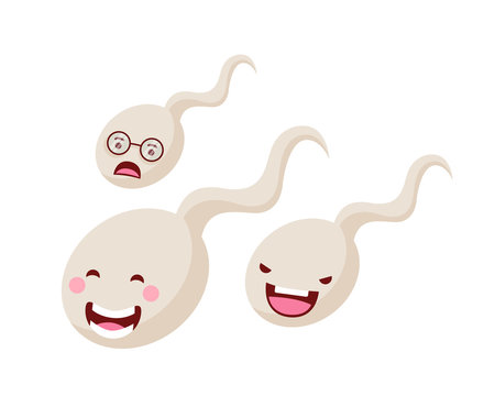 Healthy Happy And Cute Human Anatomy Illustration Cartoon - Competitive Sperm Race