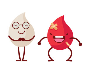 Healthy Happy And Cute Human Anatomy Illustration Cartoon - Red Blood And White Blood Immune System