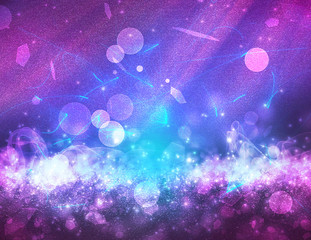 Glitter violet and dotlight on blue background