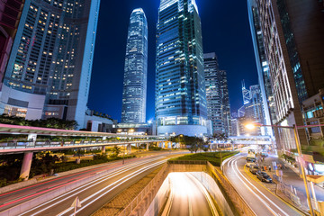 Fototapeta na wymiar Hong Kong and traffic trail at night