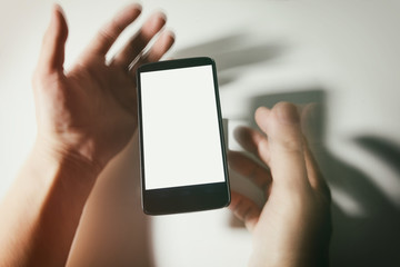 cellphone and blur hands