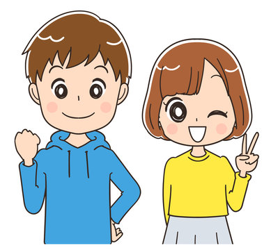 10代の男女のイラスト