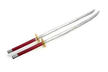 wooden sword isolated on white background