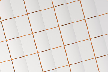 Grid of blank white opened brochure mock-up on orange background
