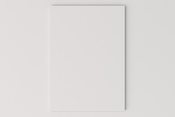 Blank white closed brochure mock-up on white background