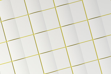 Grid of blank white opened brochure mock-up on yellow background