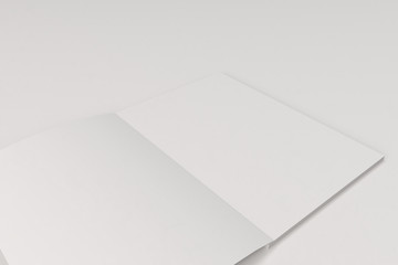 Blank white open brochure mock-up on white background