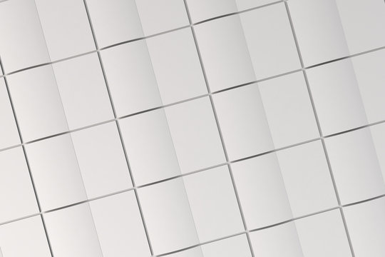 Grid of blank white opened brochure mock-up on white background