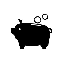 contour save coins money inside pig, vector illustration