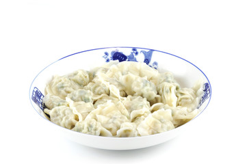 dumpling in the plate isolated on white background