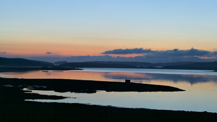 Midnight sun (or simmer dim) over the Loch of Spiggie, Shetlands