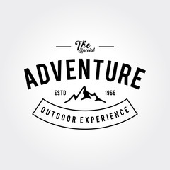 Outdoor Wilderness, Mountain Adventure Retro Emblem