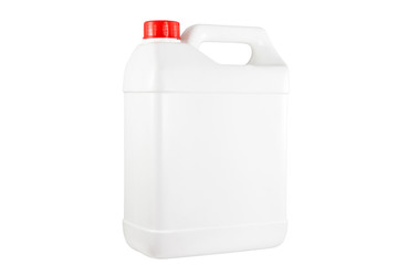 White plastic container red cap on white background with clipping path