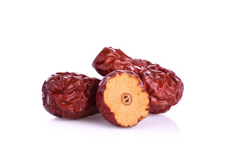 Dried red date or Chinese jujube on white background
