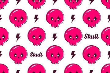 cute skull seamless pattern vector background
