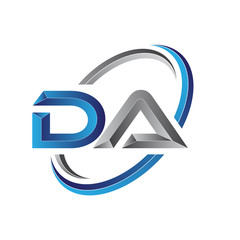 Simple initial letter logo modern swoosh DA