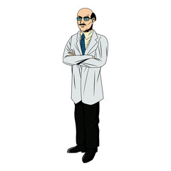 Obraz na płótnie Canvas doctor male bald glasses and coat tie clothes medical vector illustration