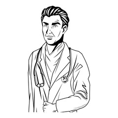 doctor man wearing coat and stethoscope medical vector illustration