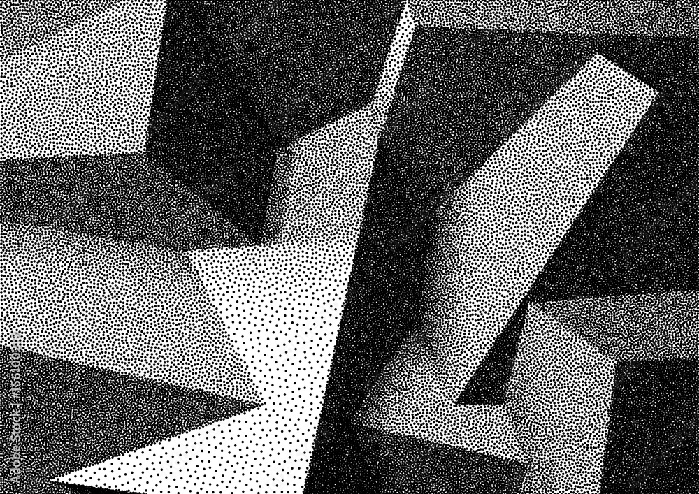 Poster Abstract background with overlapping dotwork cubes