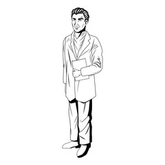 doctor professional holding clipboard and stethoscope vector illustration