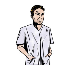 doctor man wearing coat and hand in pocket vector illustration