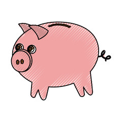 cute piggy character icon vector illustration design