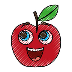 apple happy kawaii character vector illustration design
