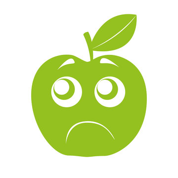 apple sad kawaii character vector illustration design