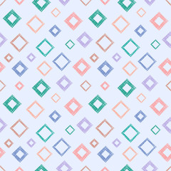 Fototapeta na wymiar Seamless vector geometrical pattern with rhombus, squares. endless background with hand drawn textured geometric figures. Pastel Graphic illustration Template for wrapping, web backgrounds, wallpaper