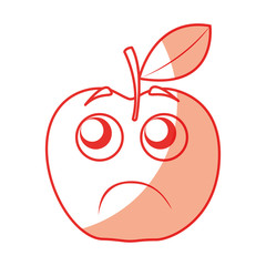 apple sad kawaii character vector illustration design