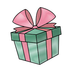 gift box icon, christmas present wrapped with a bow vector illustration