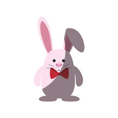 easter bunny with bow tie icon over white background.  colorful design. vector illustration