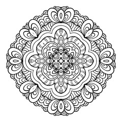 Abstract black and white mandala pattern