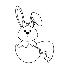 Fototapeta na wymiar eggshell with easter bunny icon over white background. vector illustration