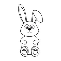 easter bunny with glasses icon over white background.  vector illustration